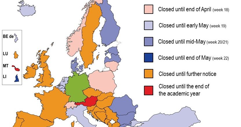 Impactos da pandemia na educação da Europa